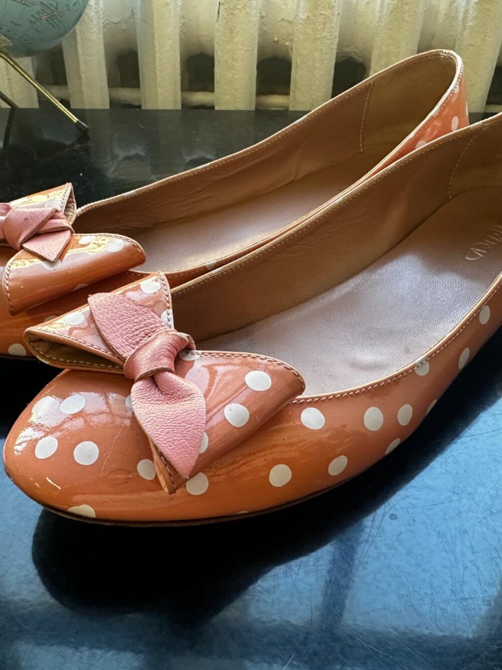 REDValentino Valentino Pink Patent Leather Polka Dot Flats sz 39.5 - Picture 7 of 7
